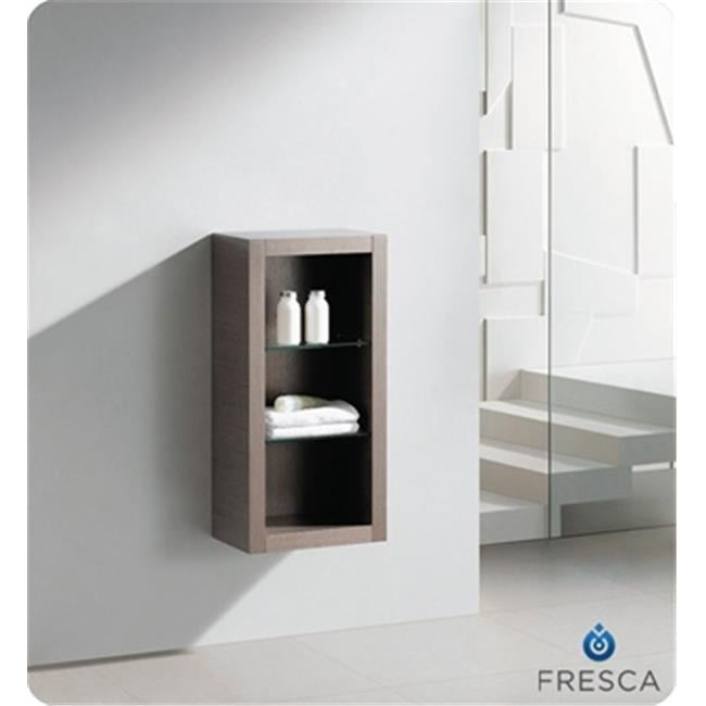 Gray Oak Bathroom Linen Side Cabinet With 2 Glass Shelves - Walmart.com for The Fresca Allier Linen Cabinet How It Transforms Small Bathrooms