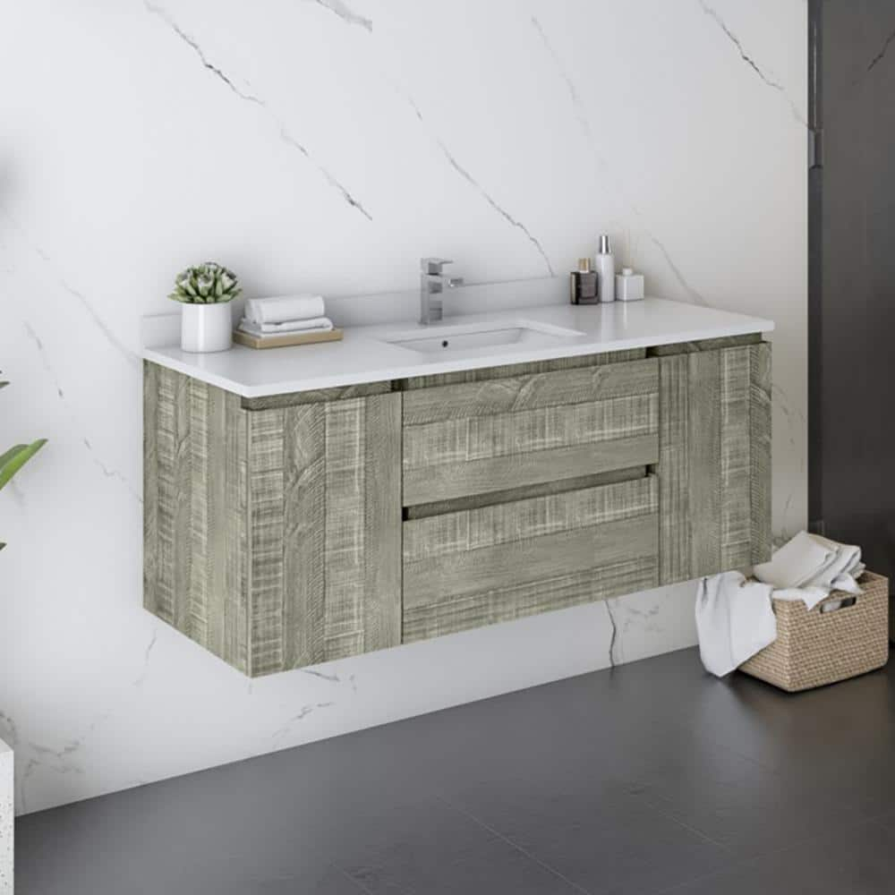 Have A Question About Fresca Formosa 47 In. W X 20 In. D X 19.5 In. H ... regarding Formosa Modern 47" Ash Wall Hung Bathroom Base Cabinet