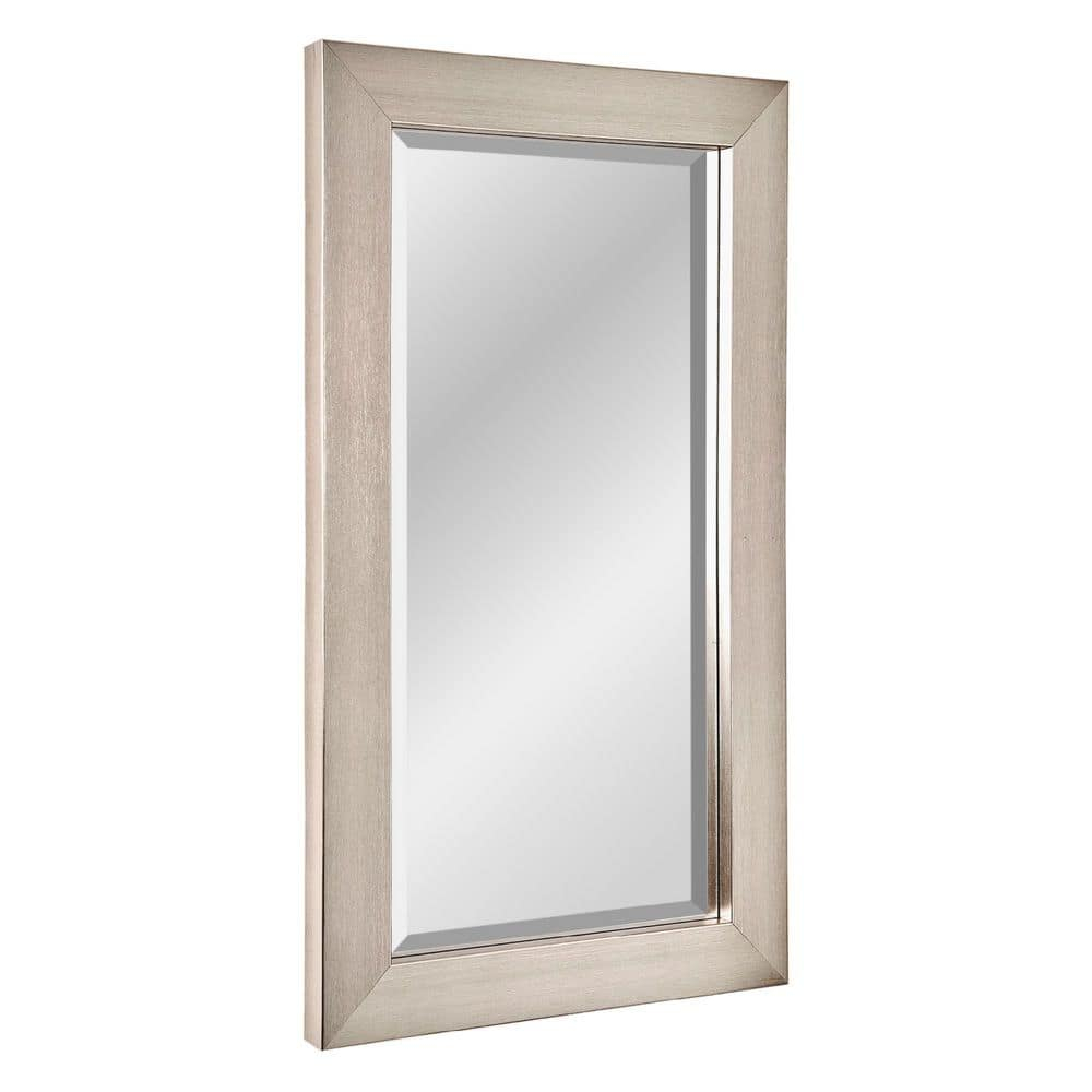 Head West 28 In. X 16 In. Brushed Nickel Metal Rectangular Framed ... inside Head West Brushed Nickel Polystyrene Rectangular Framed Beveled Wall Mirror, 32" W X 26" H X 1.5" D