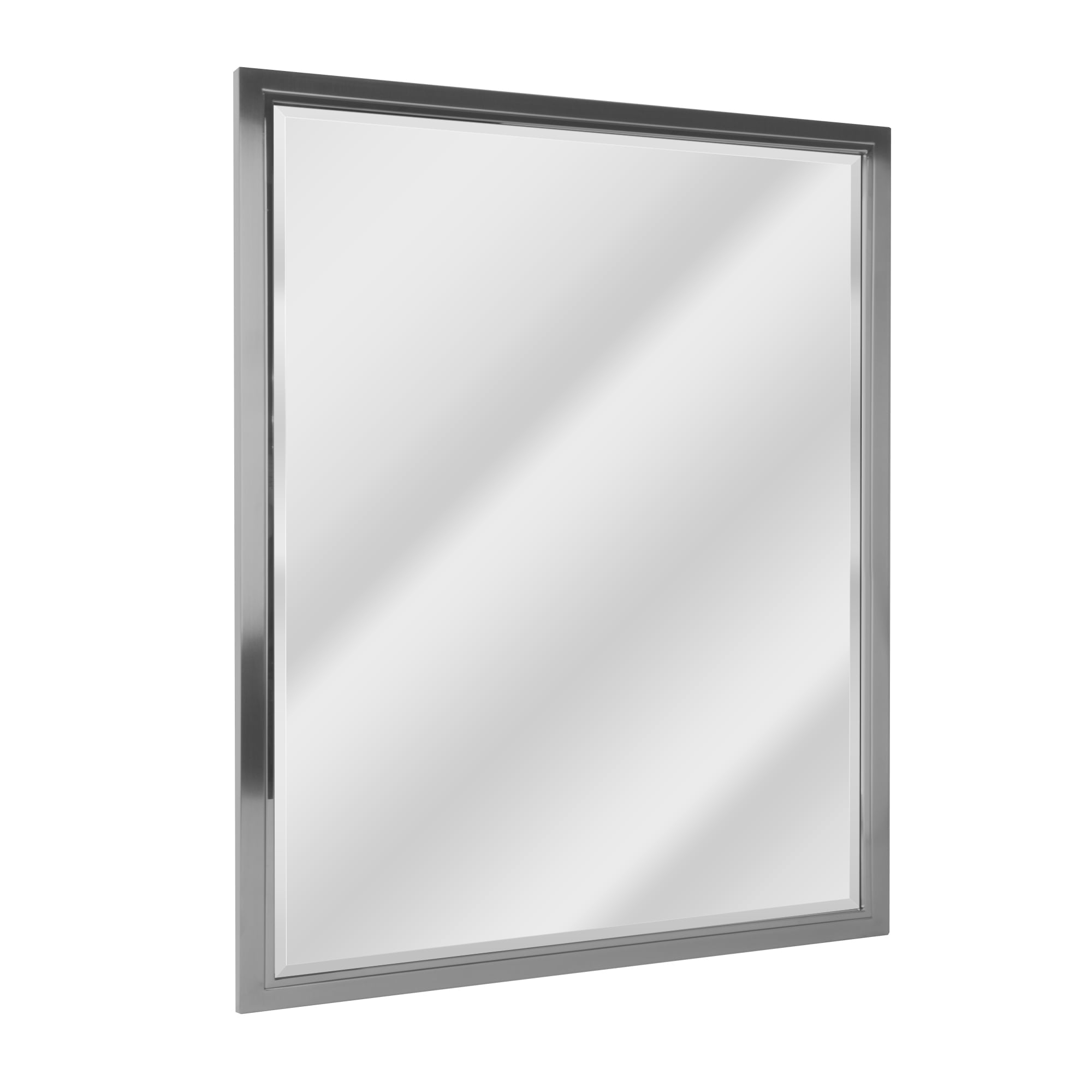 Head West Bathroom Beveled Mirror, Brushed Nickel & Chrome Rectangular ... inside Head West Brushed Nickel Polystyrene Rectangular Framed Beveled Wall Mirror, 32" W X 26" H X 1.5" D
