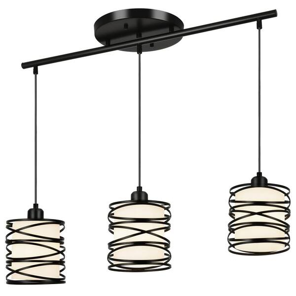 Henveton Jasslynn 40 Watt 3 Light Black Modern Linear Pendant Light ... in How the LALUZ 6-Light Pendant Transforms Room Ambiance