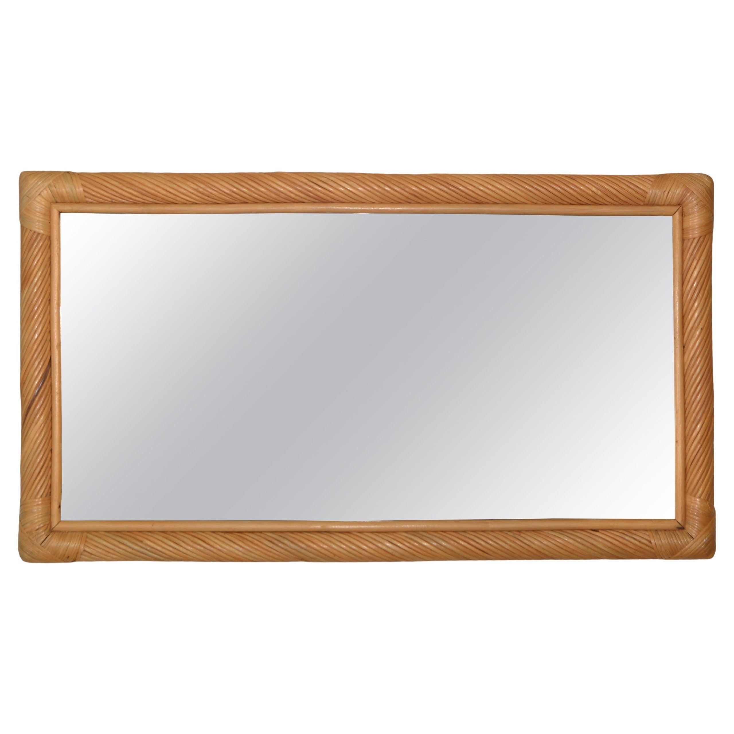 Hollywood Regency Bohemian Rectangular Handwoven Rattan And Bamboo Wall ... pertaining to Bamboo Rectangular Wall Mirror, Natural, Natural