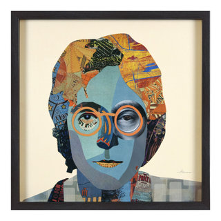 Homage To John Dimensional Handmade Collage Wall Art Framed Under Glass - Contemporary - Mixed ... in English Bulldog Dimensional Handmade Collage Wall Art Framed Under Glass