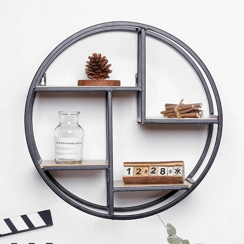 Home Living Room Office Decoration Wall Mounted Iron Shelf Round Floating Shelf Wall Hanging ... inside Beyond Storage How 23" Black Floating Shelves Enhance Decor