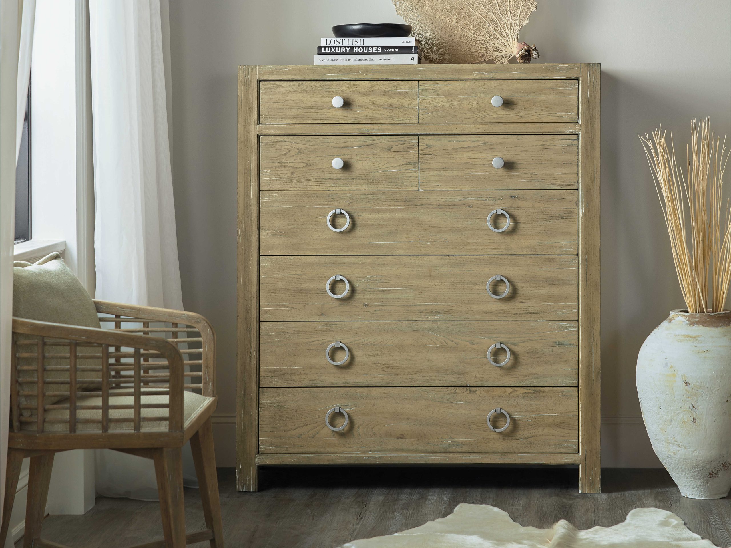 Hooker Furniture Surfrider 6-Drawers Driftwood Beige Cedar Wood Accent Chest | Hoo60159001080 with Surfrider 6-Drawer Chest