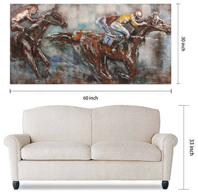 Horse Race Primo Mixed Media Hand Painted 3D Iron Wall Sculpture Metal ... pertaining to Exploring the Inspiration and Story Woven into the "Tavern" Hand-Painted Sculpture