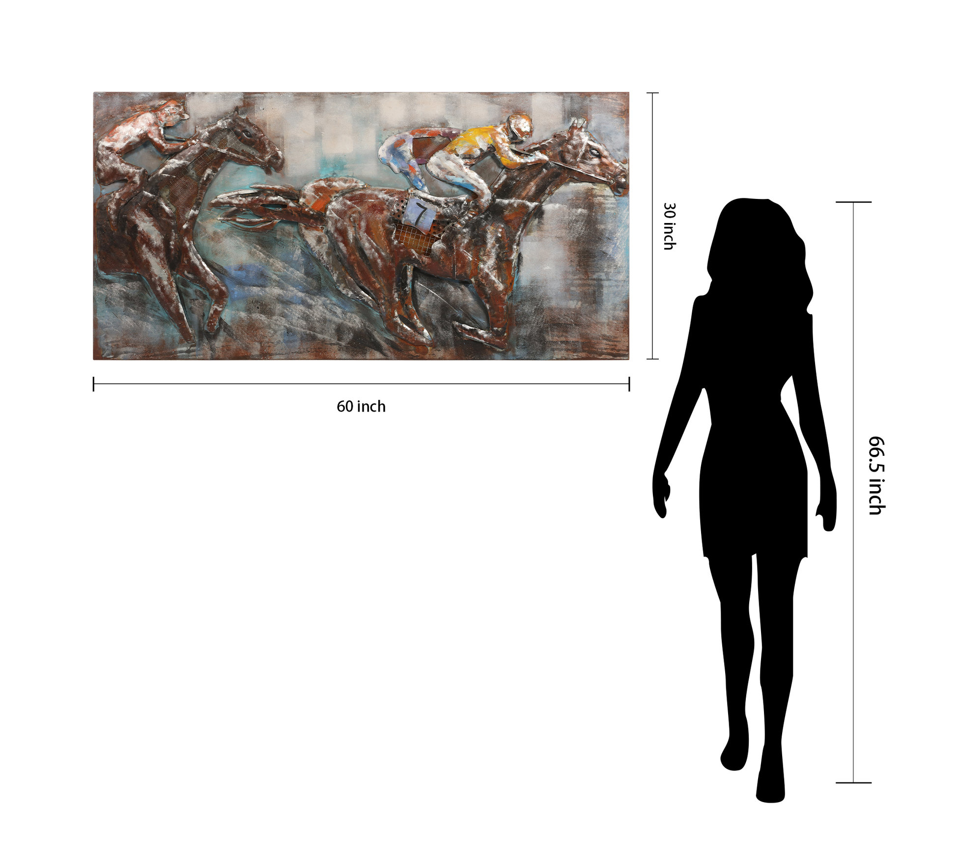 Horse Race Primo Mixed Media Hand Painted 3D Iron Wall Sculpture Metal ... with regard to Understanding the Materials and Techniques Behind Primo Mixed Media Hand Painted Metal Art