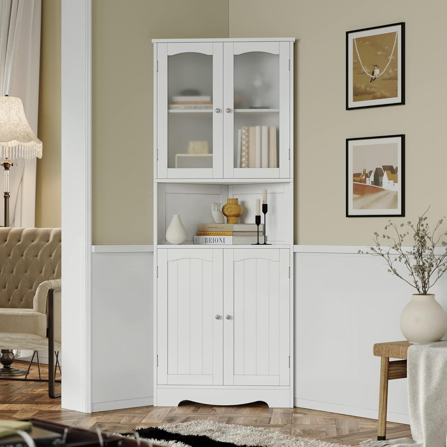 Horstors 63.2" Tall Bathroom Corner Cabinet, Modern Storage Cabinet ... in Organizing Your Sanctuary Exploring the Gewnee 63" Tall Bathroom Cabinet