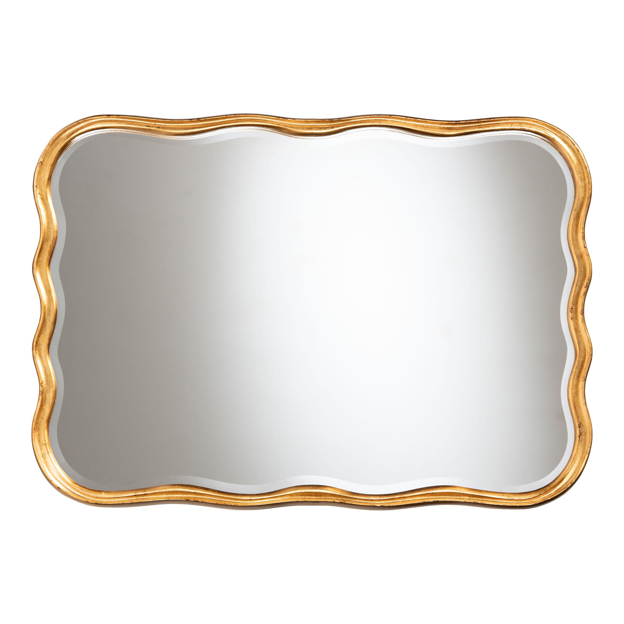 House Of Hampton® Baxton Studio Fredrika Antique Goldleaf Scalloped ... intended for Baxton Studio Weston Antique Goldleaf Finished Wood Accent Wall Mirror