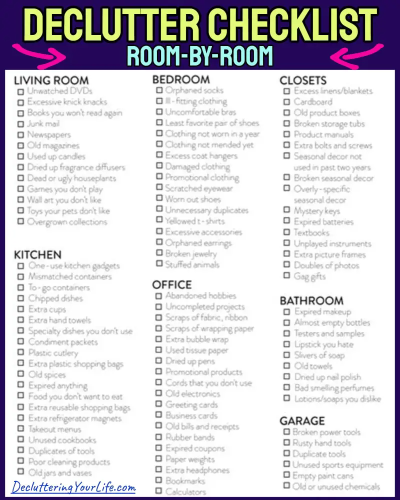 How To Declutter Your Home Room By Room Checklist, Tips And Action Plan ... with How to Declutter Your Home Without Feeling Overwhelmed