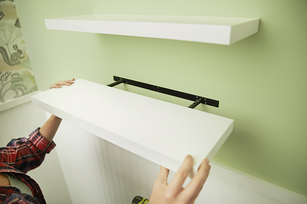 How To Install Floating Shelves - The Home Depot inside How to build a floating shelf without brackets for maximum stability