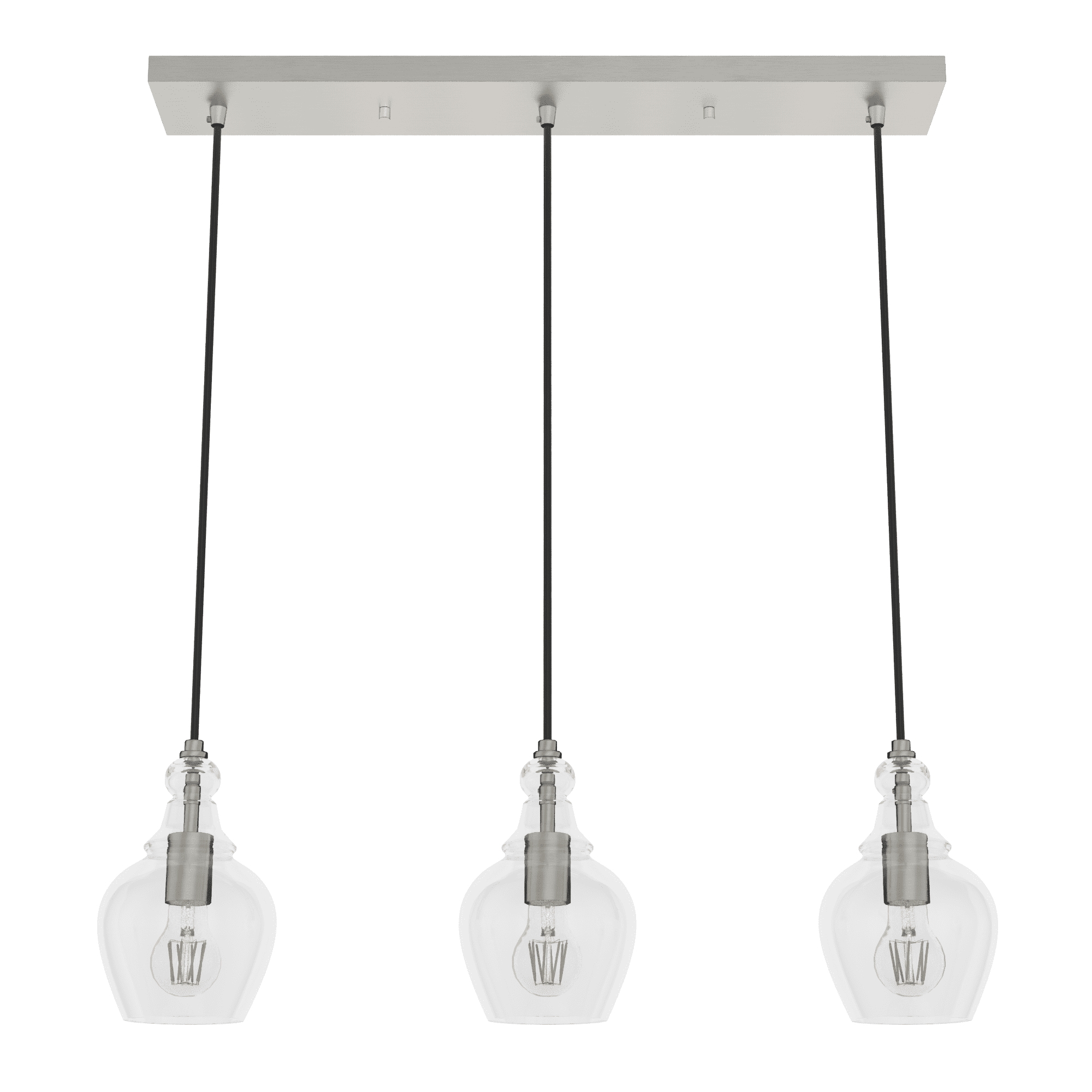 Hunter Maple Park Brushed Nickel 3 Light Linear Cluster Ceiling Light Fixture - Walmart.com for Elevate Your Space The Hunter Van Nuys Brushed Nickel Cluster Light Explained