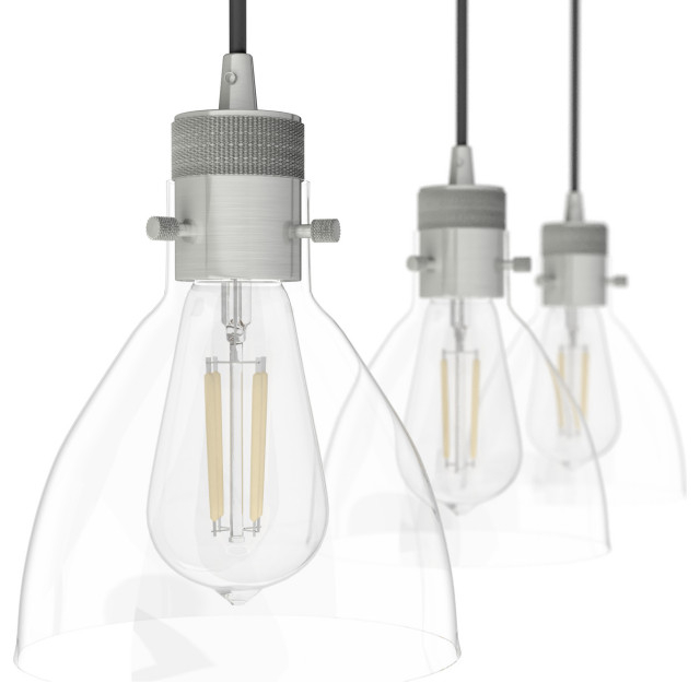 Hunter Van Nuys Brushed Nickel 3 Light Linear Cluster Ceiling Light - Transitional - Kitchen ... intended for Hunter Van Nuys Brushed Nickel 3 Light Linear Cluster Ceiling Light