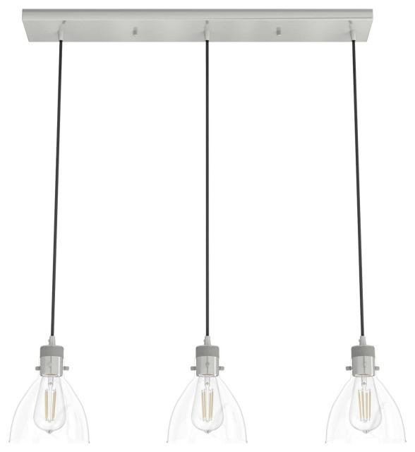 Hunter Van Nuys Brushed Nickel 3 Light Linear Cluster Ceiling Light - Transitional - Kitchen ... regarding Hunter Van Nuys Brushed Nickel 3 Light Linear Cluster Ceiling Light