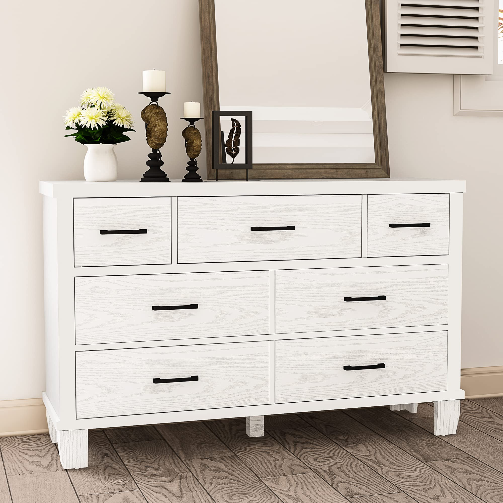 Idealhouse Dresser For Bedroom, 7 Drawer Dresser With Metal Handles, White Chest Of Drawers ... within A Deep Dive Into the Carmel 7 Drawer Dresser White Design and Functionality