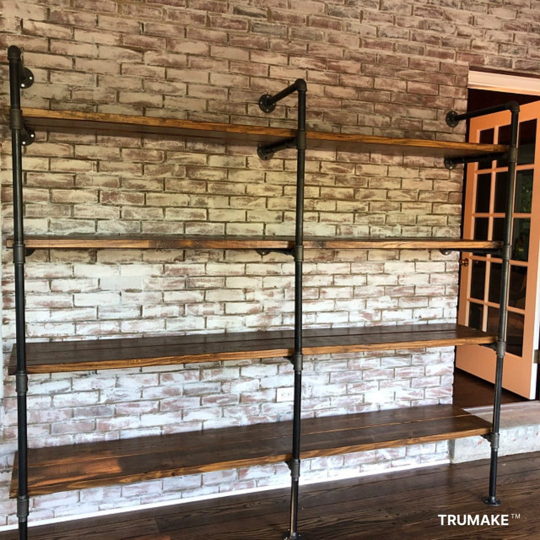 Industrial Wall Shelving Unit. Book Shelf. Shelving Unit. Rustic Wood ... regarding Brooklyn Ii - Industrial Wall Shelf Unit