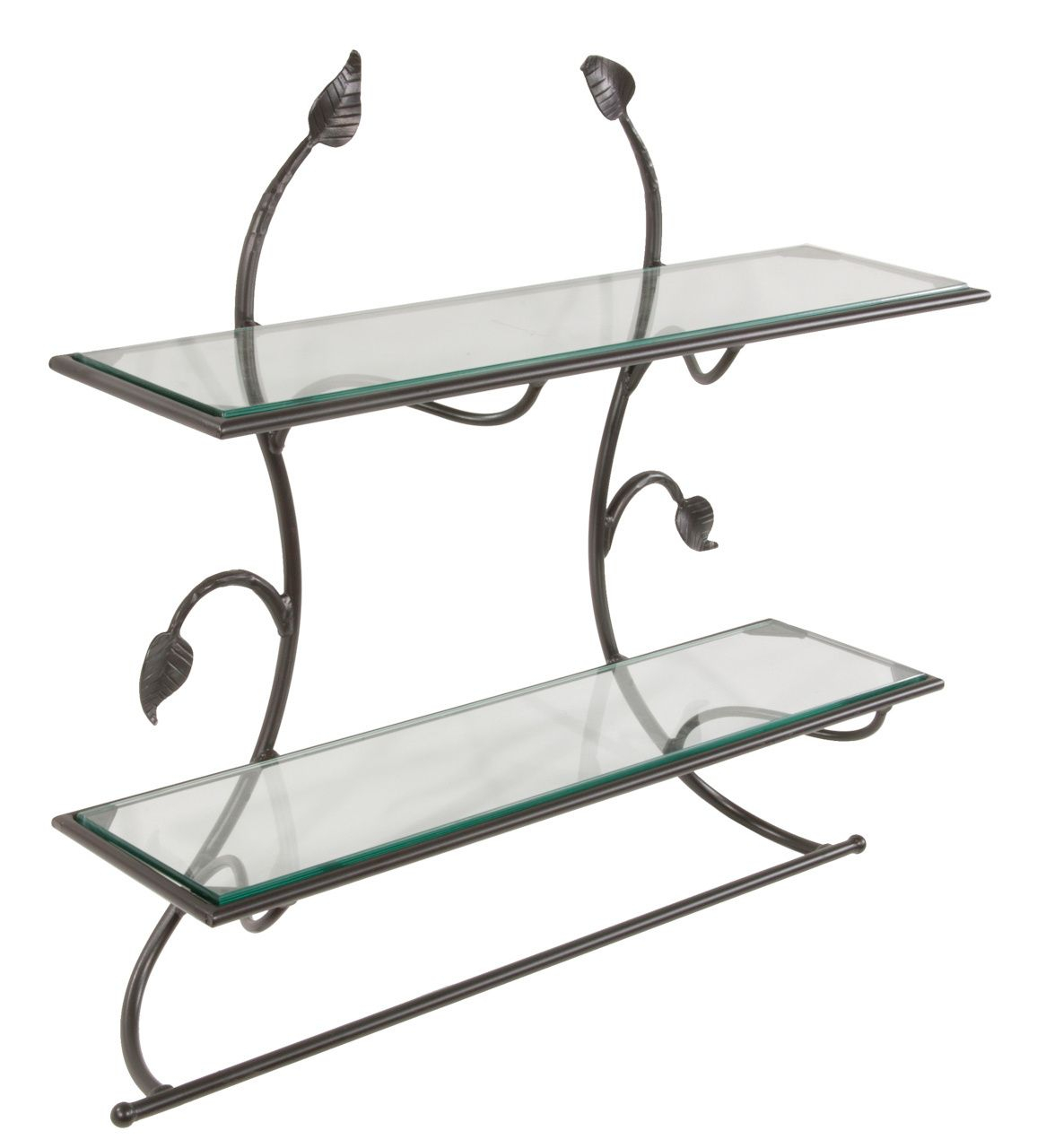 Iron Wall Shelf With Bar-Leaf Collection | Rustic Towel Bar, Black Wall ... intended for Beyond Storage The Artful Integration of Rustic Iron Shelves with Drawers