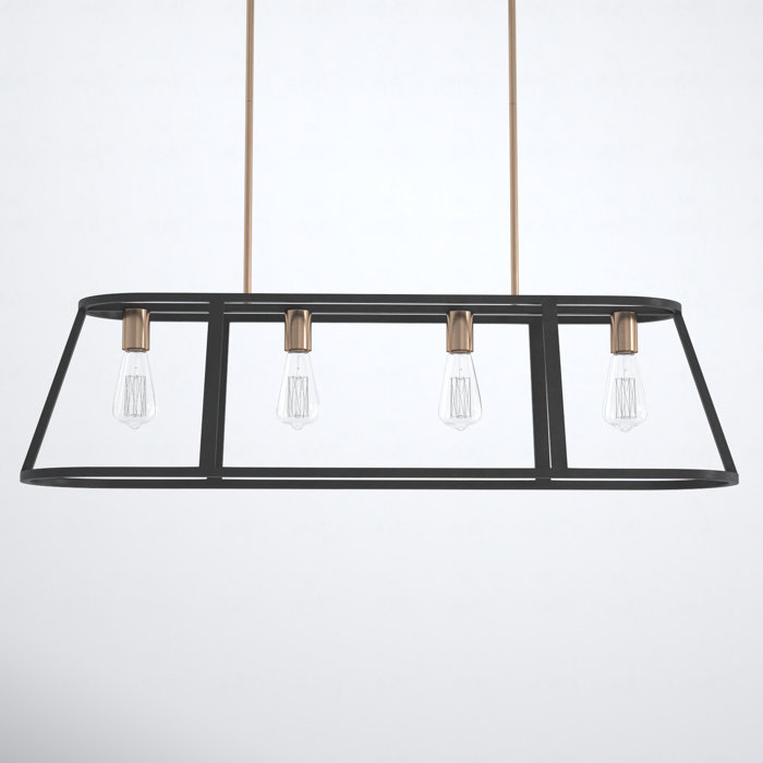 Joss & Main Brielle 4 - Light Copper Brushed Brass / Matte Black ... pertaining to Chassis 4 Light Island Light, Copper Brushed Brass And Matte Black