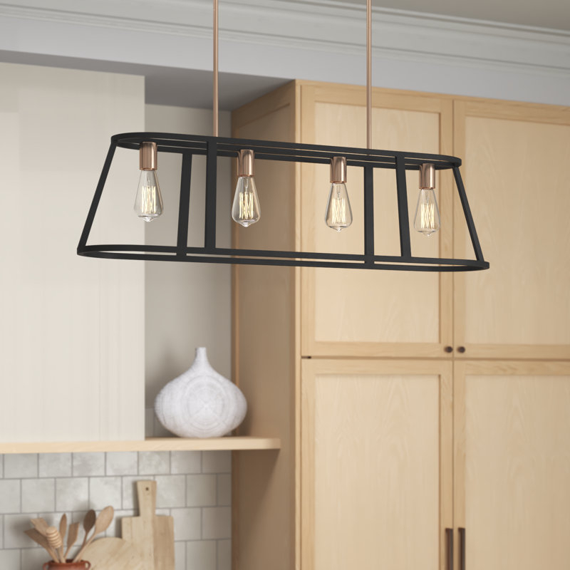 Joss & Main Brielle 4 - Light Kitchen Island Linear Pendant & Reviews ... in The Enduring Appeal of Chassis 4 Light Island Lights in Copper Brushed Brass and Matte Black