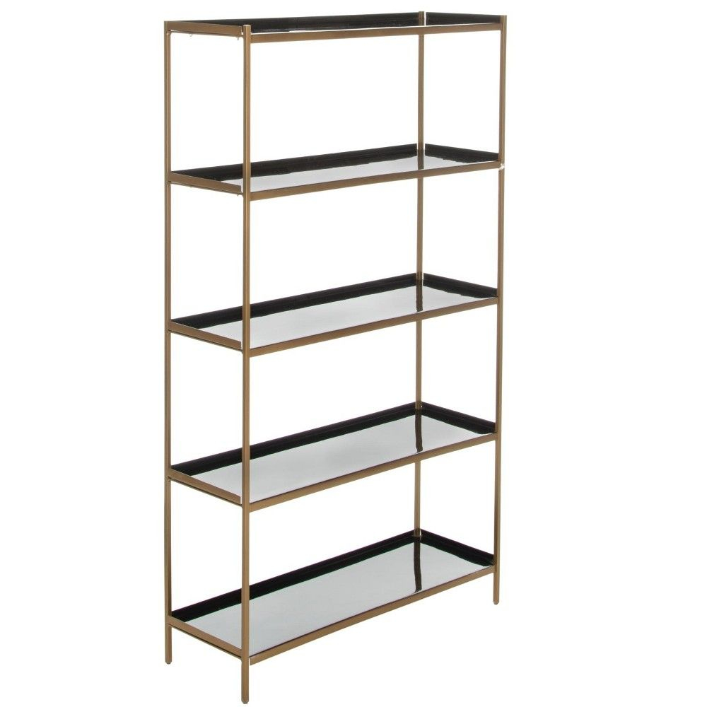Justine 5 Tier Etagere - Black / Brass - Safavieh In 2024 | Black And ... pertaining to Unlocking the Style of the Safavieh Justine 5 Tier Etagere in Black/Brass