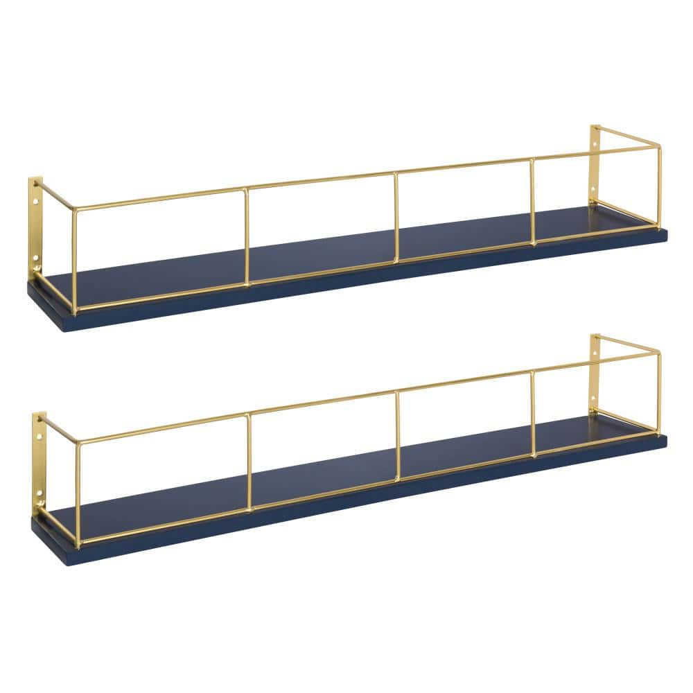 Kate And Laurel Benbrook 24 In. X 4 In. X 4 In. Navy Blue Decorative ... for Kate And Laurel Benbrook 24 Floating Wall Shelves, Navy Blue