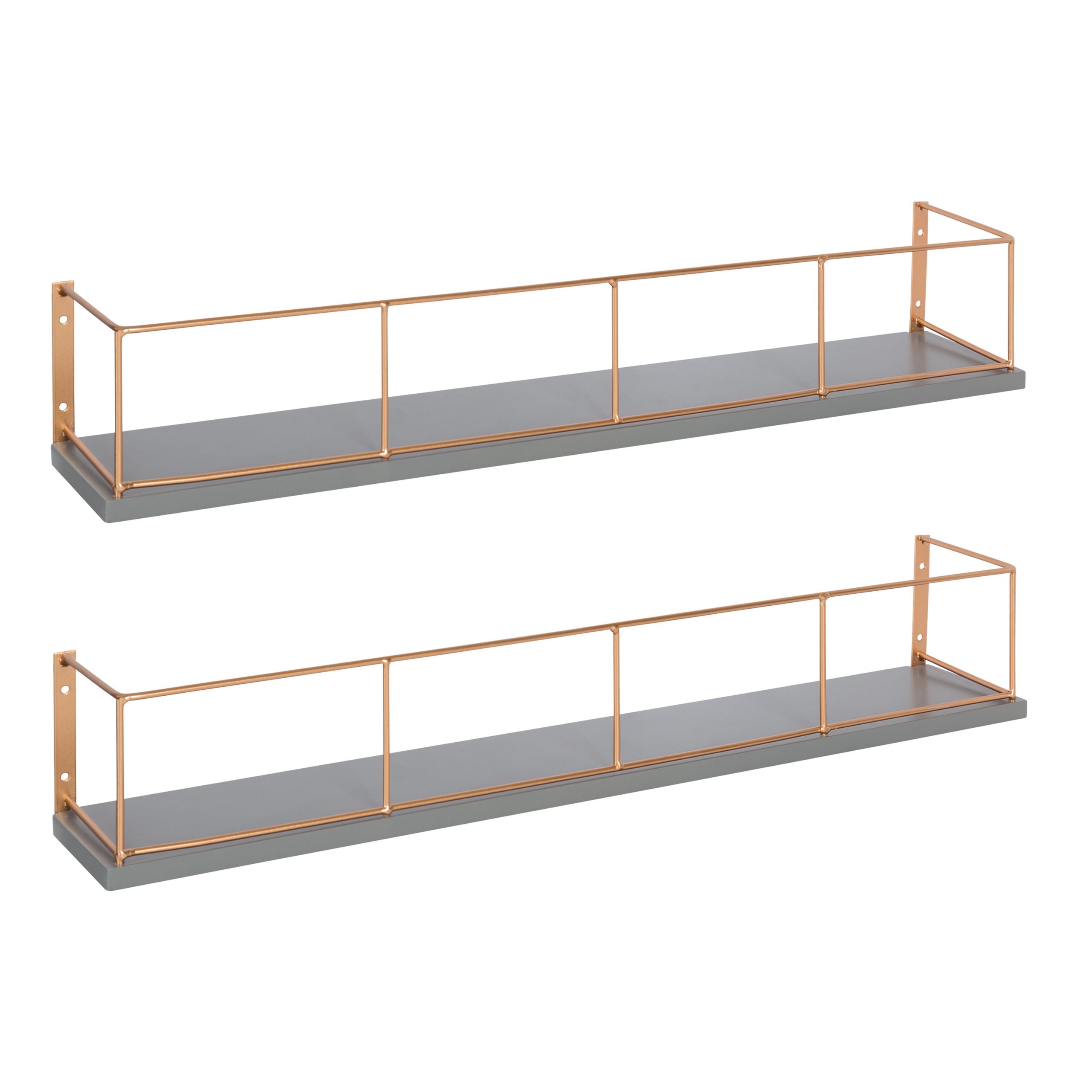 Kate And Laurel Benbrook 24 Inch 2-Pack Wood And Metal Floating Wall ... for Benbrook 18 Wood And Metal Floating Wall Shelves , White/Gold 2 Piece