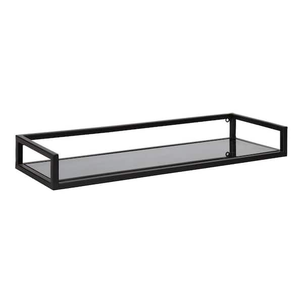 Kate And Laurel Blex 8 In. X 24 In. X 3 In. Black Metal Floating Decorative Wall Shelf Without ... pertaining to The Aesthetic and Practical Benefits of the Blex Metal and Glass Shelf