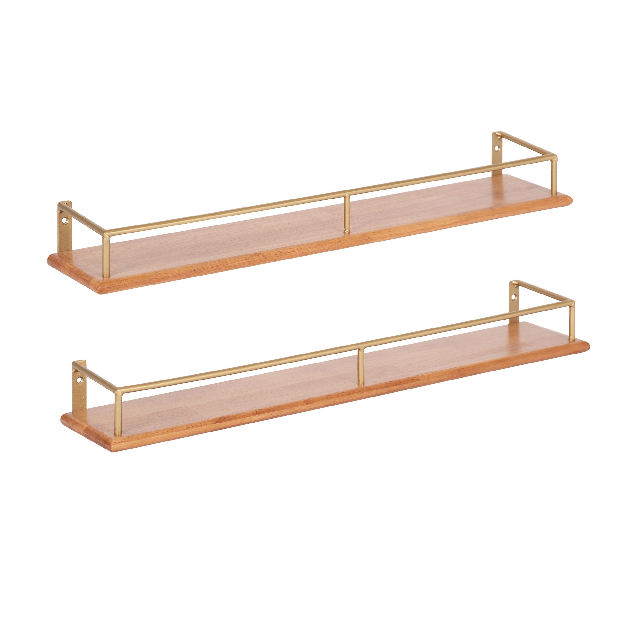 Kate And Laurel Camryn Decorative 2-Piece Wood And Metal Floating Wall ... inside Benbrook 18 Wood And Metal Floating Wall Shelves , White/Gold 2 Piece