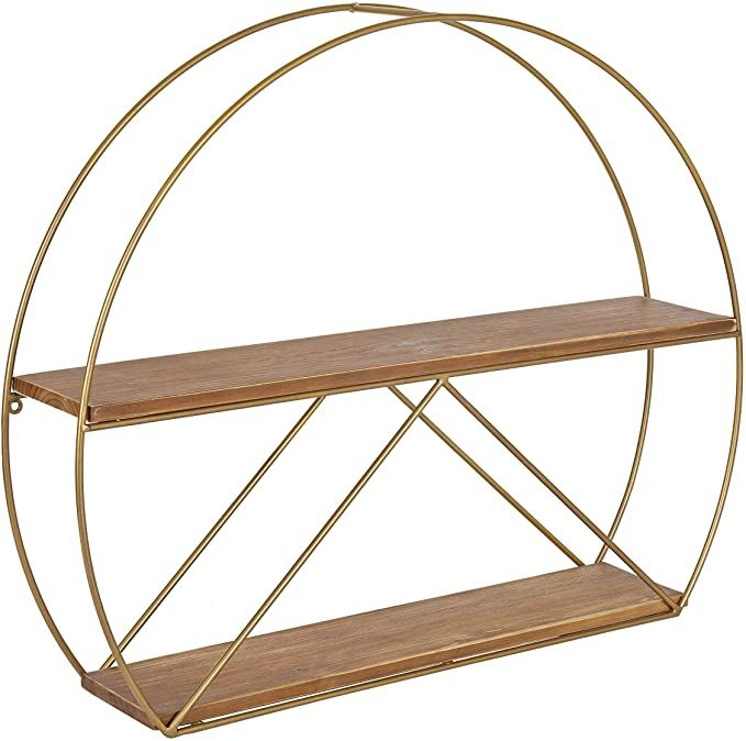 Kate And Laurel Delmar Mid-Century Modern Wall Shelf, 26" X 21", Brown ... pertaining to Unpacking the Design Appeal of the Delmar Mid-Century Shelf