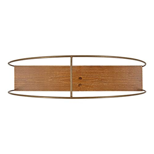 Kate And Laurel Delmar Mid-Century Modern Wall Shelf, 26" X 21", Brown ... with Delmar Mid-Century Modern Wall Shelf, Brown/Gold 26X21