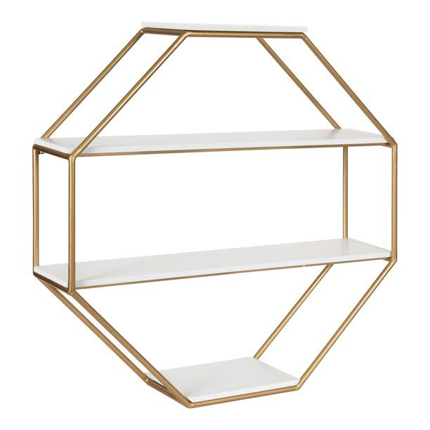 Kate And Laurel Lintz Octagon Floating Wall Shelf, Rustic Brown 24X24 ... throughout Achieving a Modern Look with the Lintz Octagon Wall Shelf