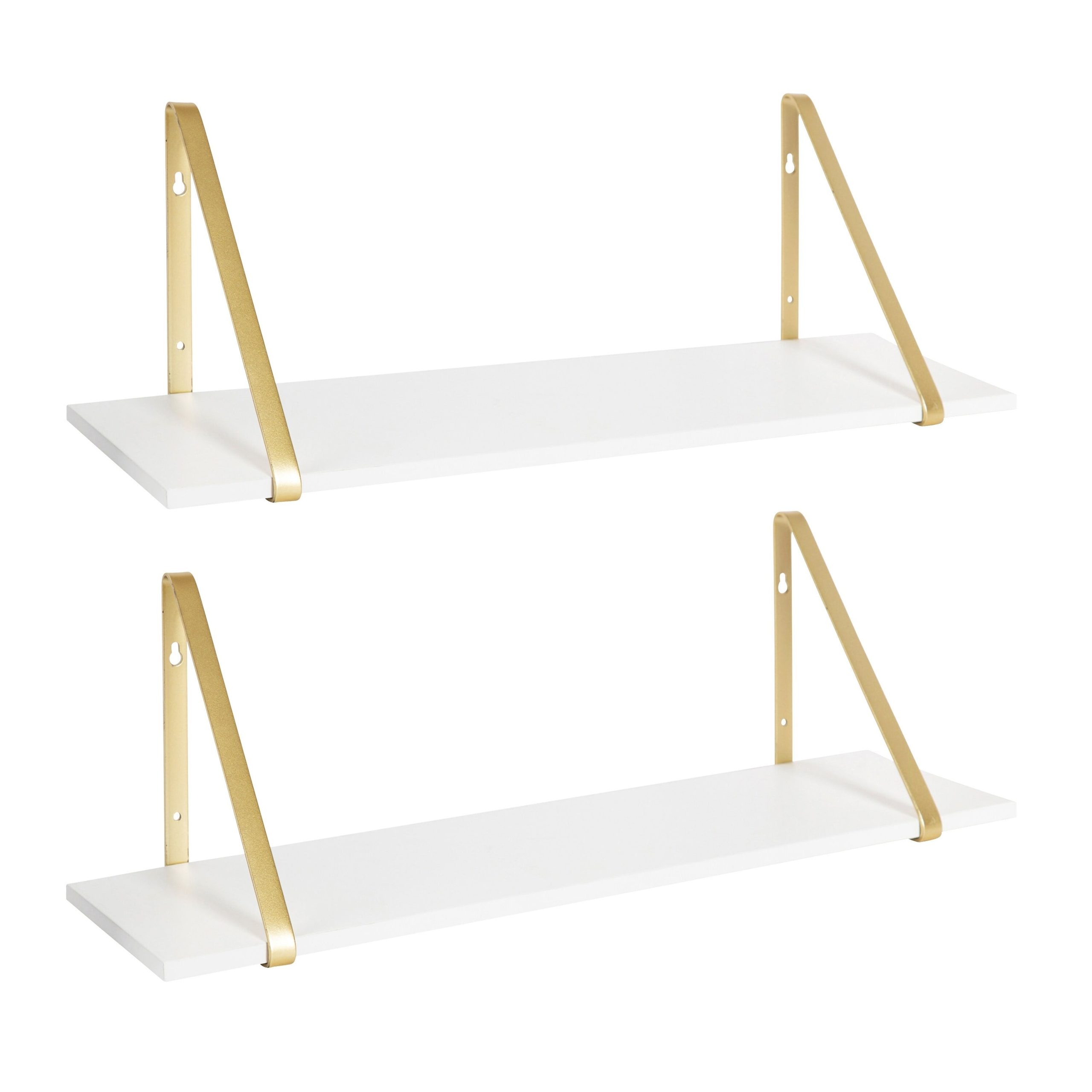 Kate And Laurel Soloman White Wooden Shelves With Gold Metal Brackets, 2 Piece Set - Walmart.com pertaining to Beyond the Ordinary Elevate Your Decor with Soloman's Premium Shelving