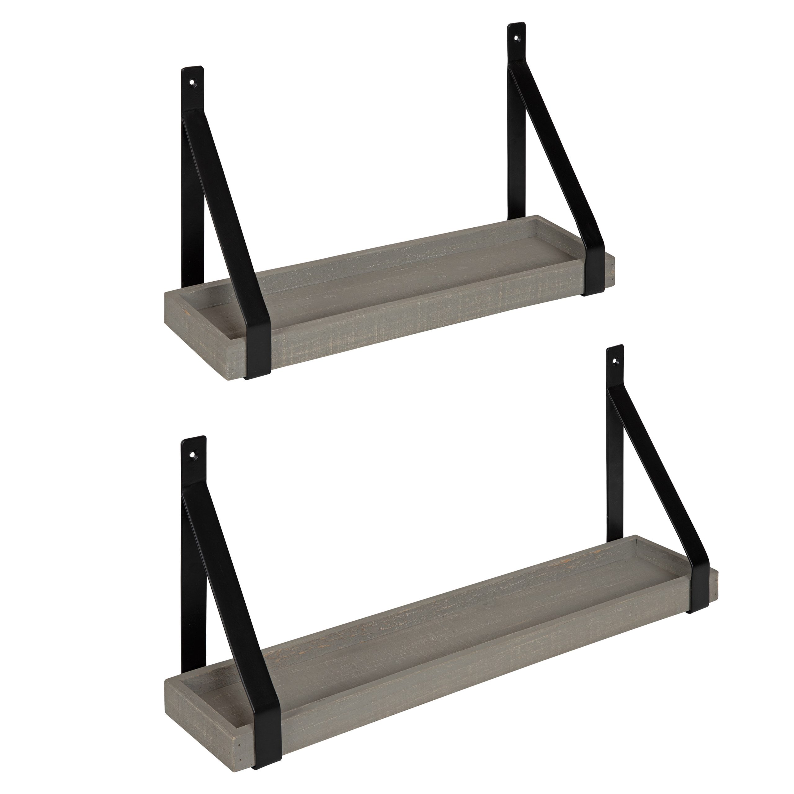 Kate And Laurel Sudbury Wood And Metal Wall Shelf Set, Gray 2 Piece - Walmart.com intended for Sudbury Wood And Metal Wall Shelf Set, White/Black 2 Piece