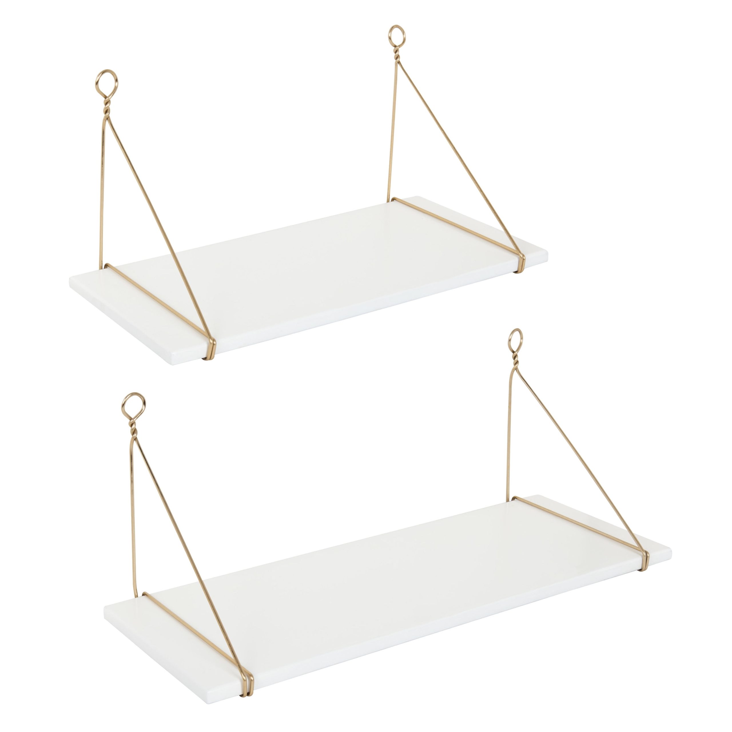 Kate And Laurel Vista Wood And Metal Wall Shelves, 2 Piece Set, White ... in Beyond Storage How Walnut and Gold Shelves Transform Interiors