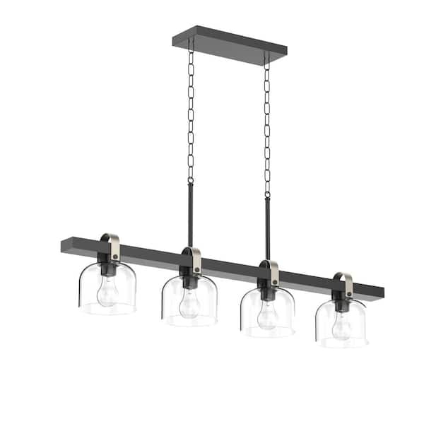 Kichler Kaelix 4-Light Linear Chandelier With Clear Glass In Black ... inside Understanding the Craftsmanship of the Soma Four Light Linear Chandelier