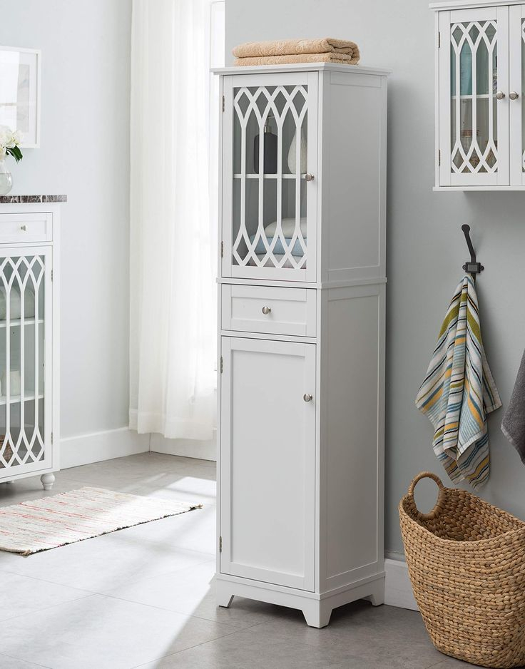 Kings Brand Furniture - Tall Bathroom Storage Cabinet With 2 Doors & 1 ... pertaining to White Storage Solutions Elevating Your Home Office and Bathroom