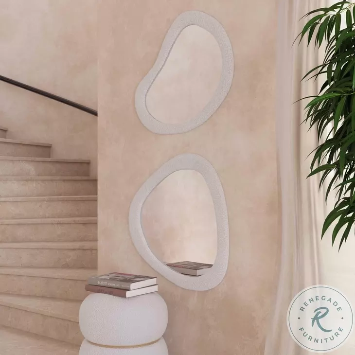 Klaryss Cream Boucle Teardrop Mirror From Tov | Coleman Furniture with regard to Understanding the Klaryss Teardrop Boucle Mirror and Its Place in Design