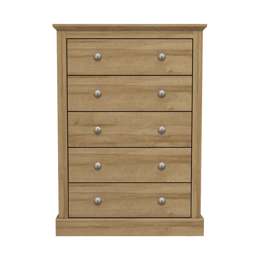Latimer 5 Drawer Chest | Oak Finish | Oak World throughout Why the Dexter Oak Finish 5-Drawer Chest Remains a Popular Choice