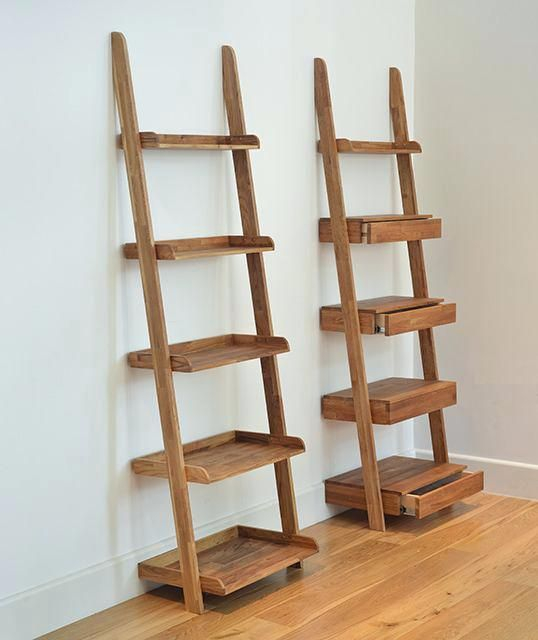Leaning Ladder Bookshelf With Drawers Le..., | Oak Ladder Shelf ... within Leaning Ladder Shelf