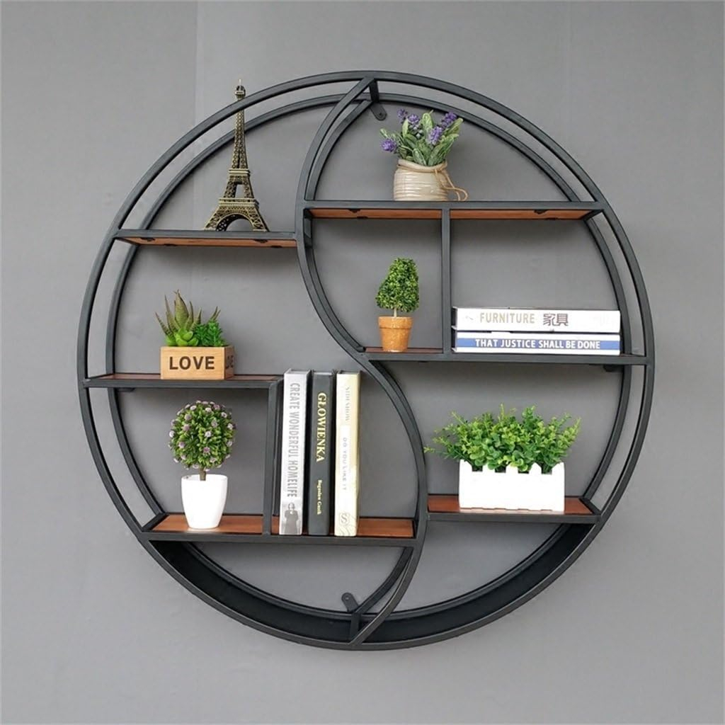 Lil Round Wall-Mounted Shelves Wall Mount Retro Four-Tier Iron Shelf Floating Unit Frame Wall ... inside Beyond Storage How 23" Black Floating Shelves Enhance Decor