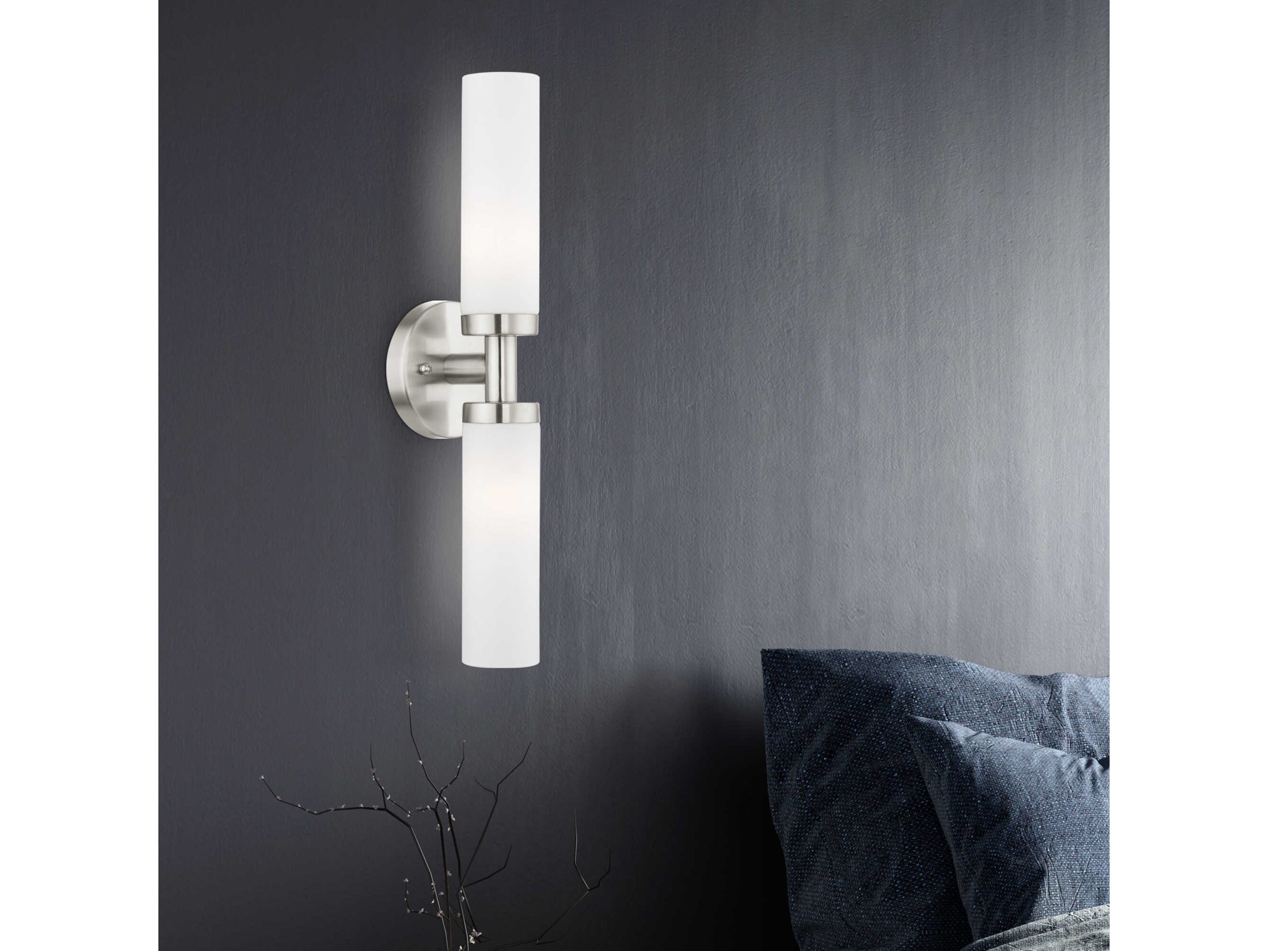 Livex Lighting Aero 2-Light Brushed Nickel White Glass Wall Sconce ... with Aero Wall Sconce, Brushed Nickel