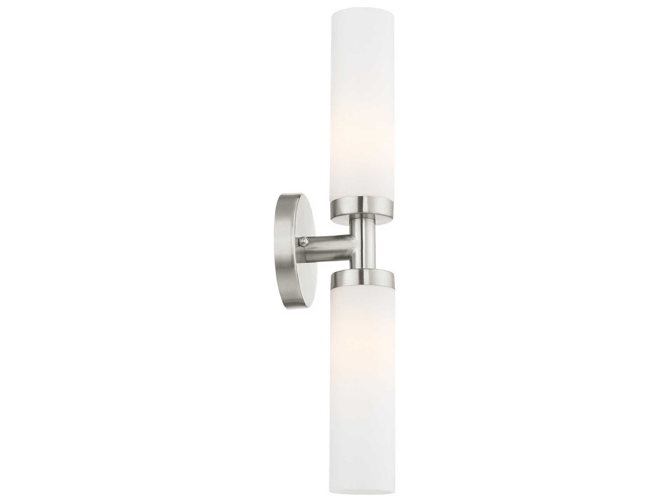 Livex Lighting Aero 2-Light Brushed Nickel White Glass Wall Sconce ... with How Brushed Nickel Aero Wall Sconces Elevate Modern Interior Design