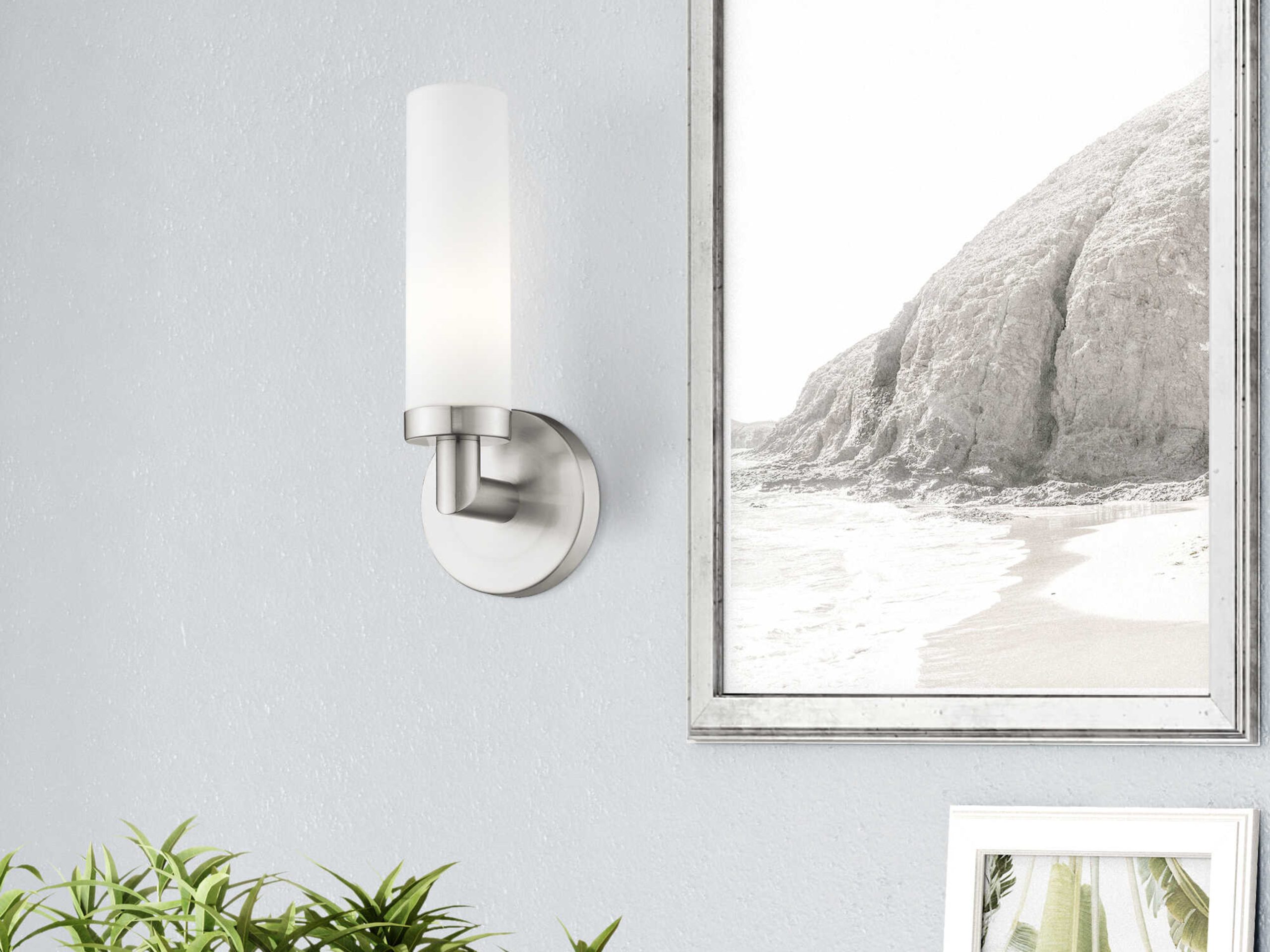 Livex Lighting Aero Brushed Nickel 1-Light Wall Sconce | Lv1010391 inside How Brushed Nickel Aero Wall Sconces Elevate Modern Interior Design