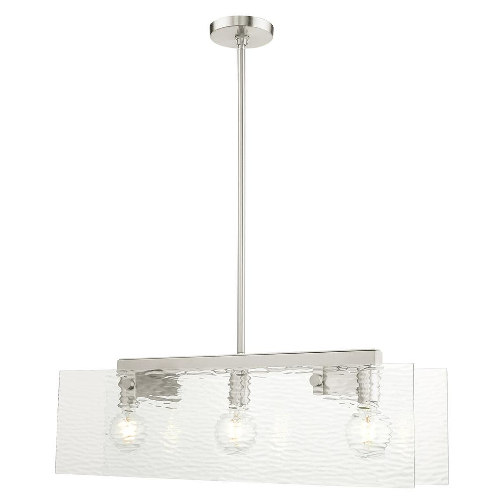 Livex Lighting Ashcroft 3-Light Brushed Nickel Linear Chandelier With ... inside 3 Light Brushed Nickel Linear Chandelier