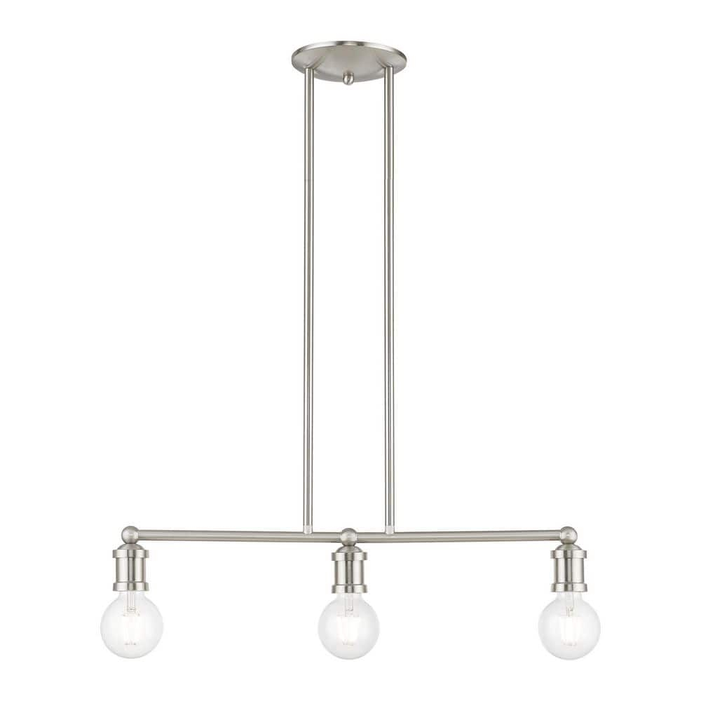 Livex Lighting Lansdale 3-Light Brushed Nickel Linear Chandelier 47163 ... throughout Installation Tips for Your New 3 Light Brushed Nickel Linear Chandelier