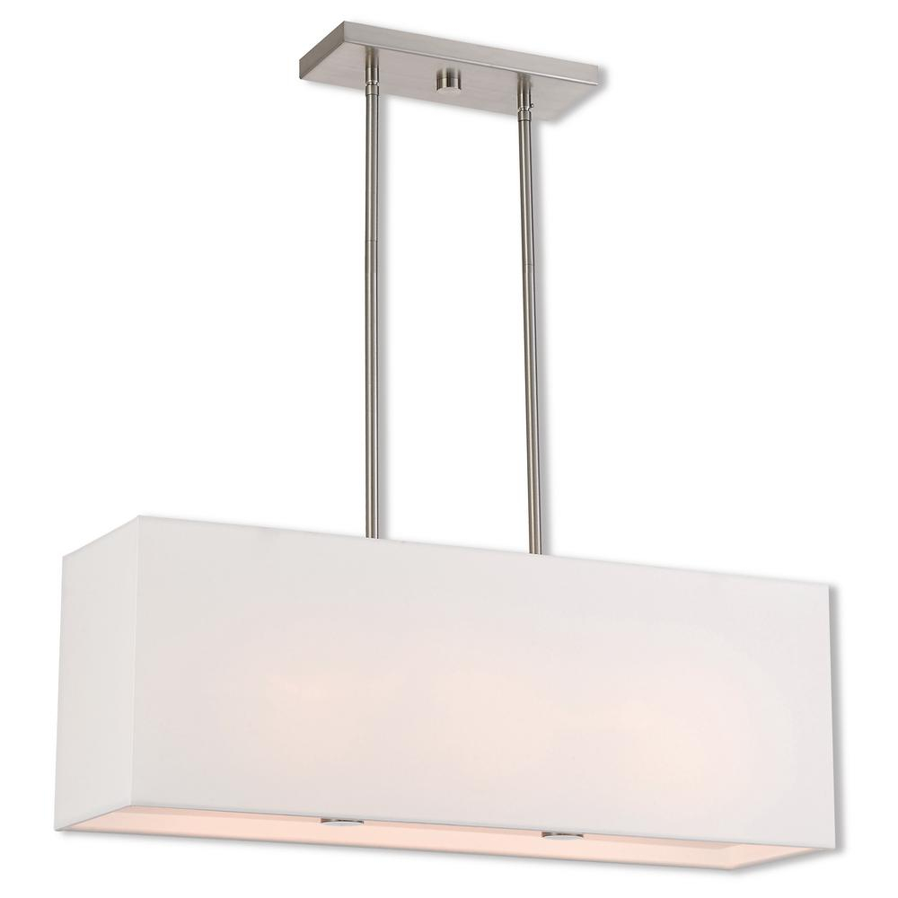 Livex Lighting Summit 3-Light Brushed Nickel Linear Chandelier With Off ... inside 3 Light Brushed Nickel Linear Chandelier