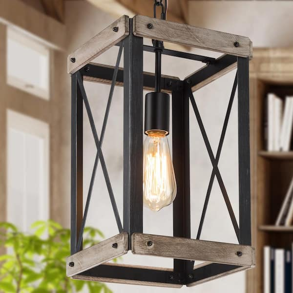 Lnc Black Rustic Wood Cage Pendant Light 1-Light Farmhouse Lantern ... with Exploring the Design Story Behind the Itzanami 2-Light Island Pendant
