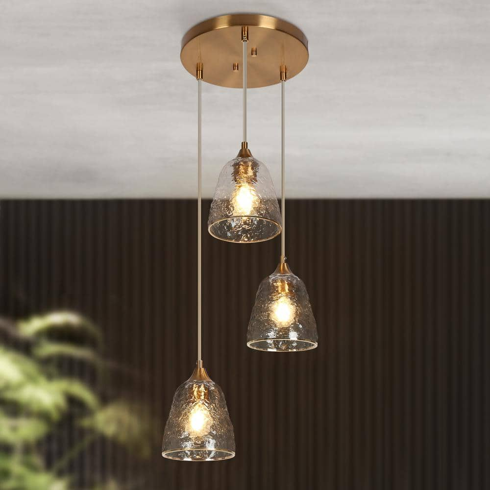 Lnc Modern Coastal Plating Brass Cluster Chandelier With Clear Ripple ... within Understanding the Craftsmanship Behind 7-Light Brass Chandeliers and Rippled Glass