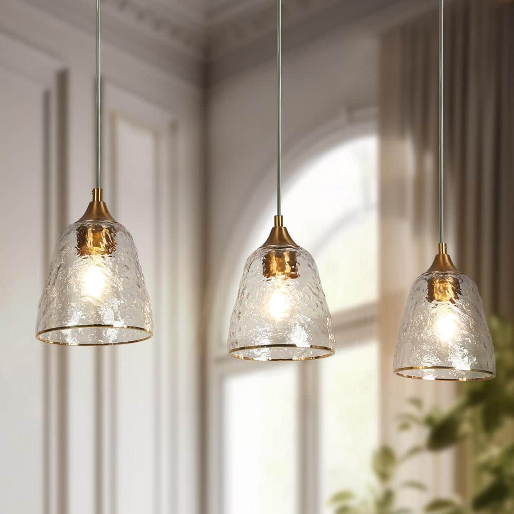 Lnc Modern Transitional Plating Brass Kitchen Island Chandelier With ... throughout Understanding the Craftsmanship Behind 7-Light Brass Chandeliers and Rippled Glass