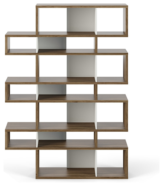 London Composition 2010-003 Shelving Unit, Walnut Frame_Pure White ... regarding Valsa Composition 2012-003 Shelving Unit, Pure White